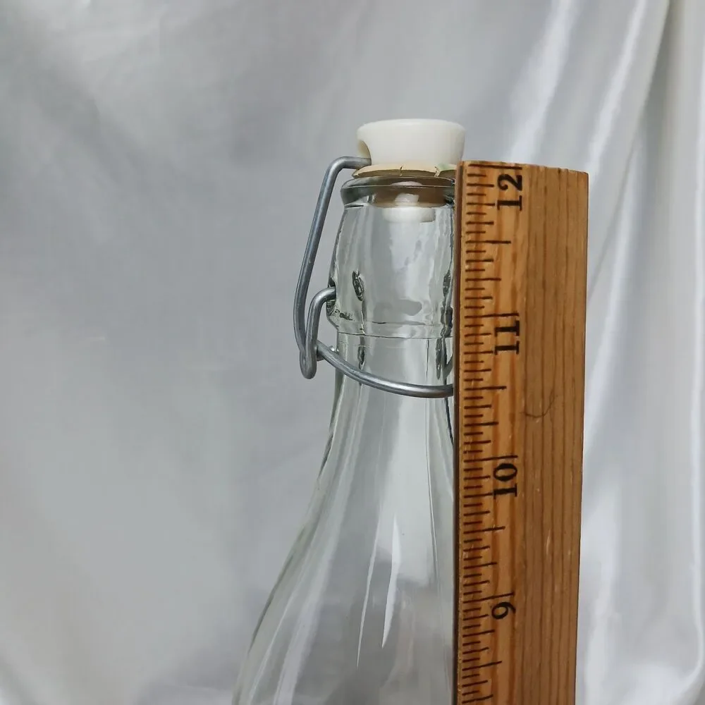 VINTAGE MADE IN ITALY CERVE GLASS DECANTER & 4 GOBLET SET FRUIT PATERN